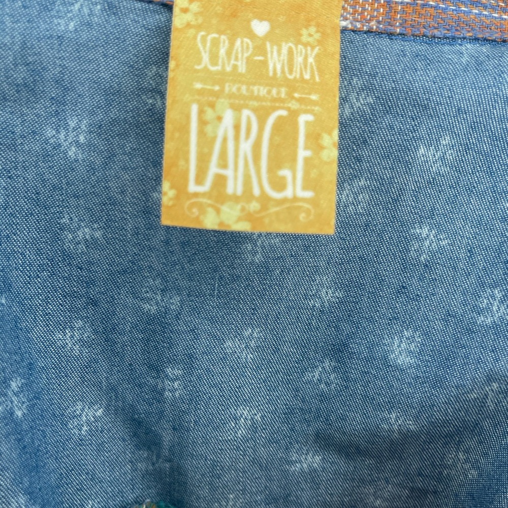 Scrap-Work Boutique Patchwork Plaid Button Shirt L - image 6